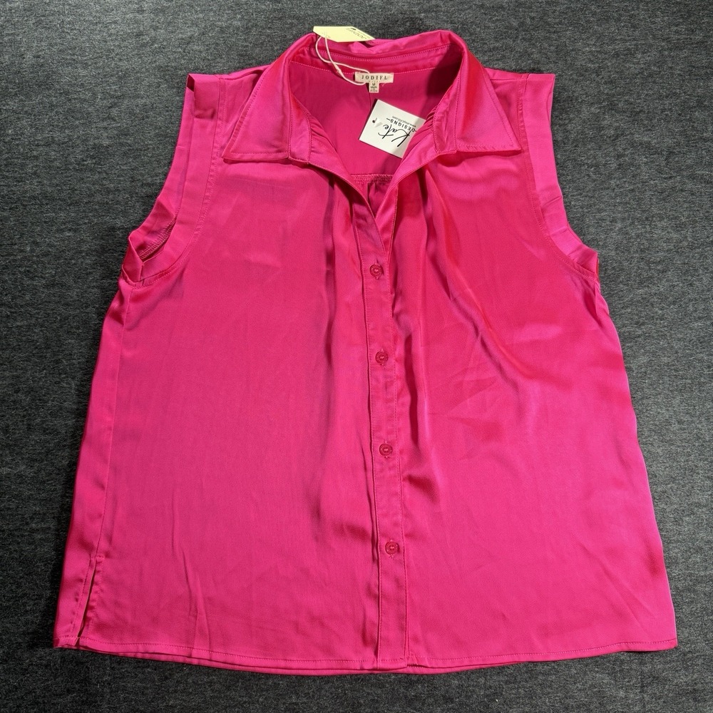Jodifl Top Blouse Womens Medium Pink Sleeveless Button Down Career Academia NWT